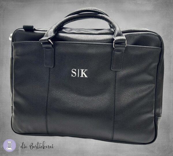 Laptoptasche aus PU-Leder mit Initialen bestickt – Bild 2