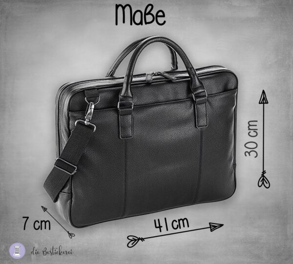 Laptoptasche aus PU-Leder mit Initialen bestickt – Bild 6