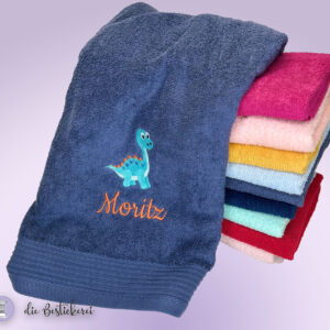 Personalisiertes Kinder Handtuch mit Namen & Dino Motiv